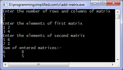 Add matrix program