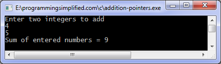 add numbers using pointers