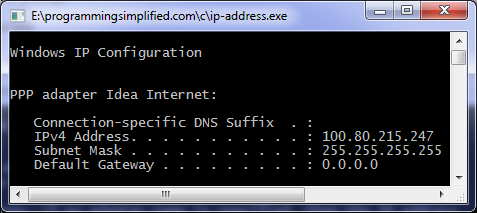 IP address C program output