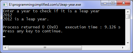 leap year program