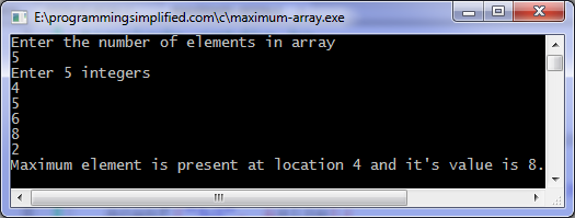 Maximum element in array c program