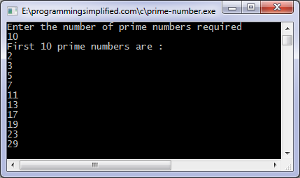 Prime number c program