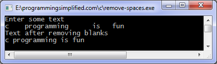 Remove spaces c program