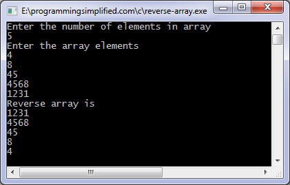 Reverse array c program