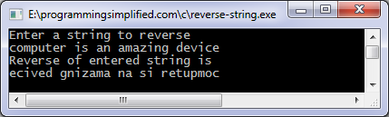 C Program To Print String In Reverse Order
