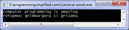 Reverse words c program