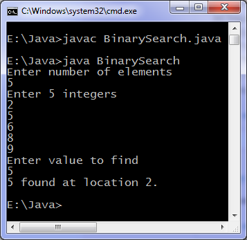 Binary Search Java program