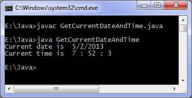 Java date and time program output