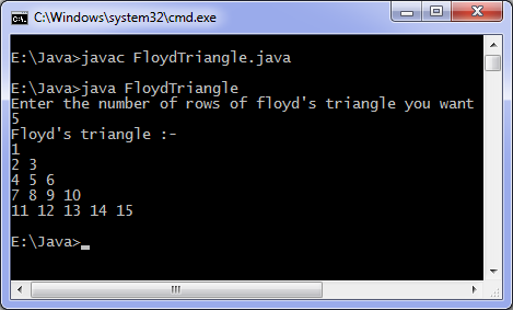 Java Floyd's triangle program output