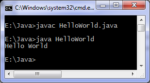Java hello world code output