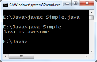Interface java example program output