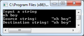 C program to copy a string output