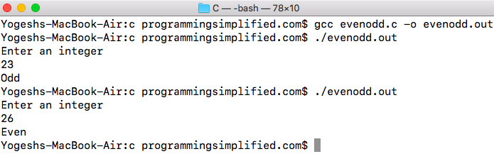 Even odd C program