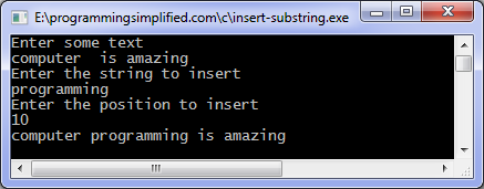 Insert substring c program