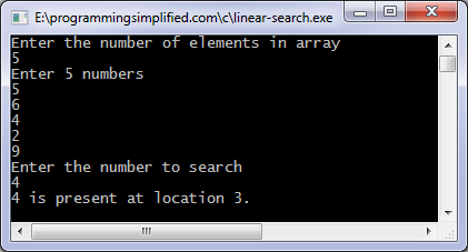 Linear search C program