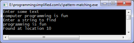 Pattern matching C program