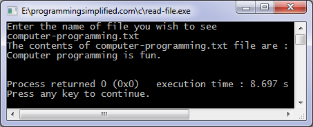 C read file program output