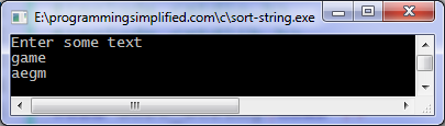 Sort a string program output