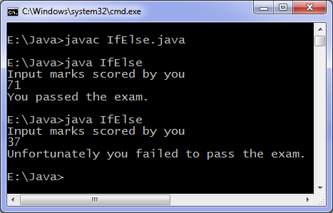 Java if else program output