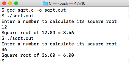 sqrt in C